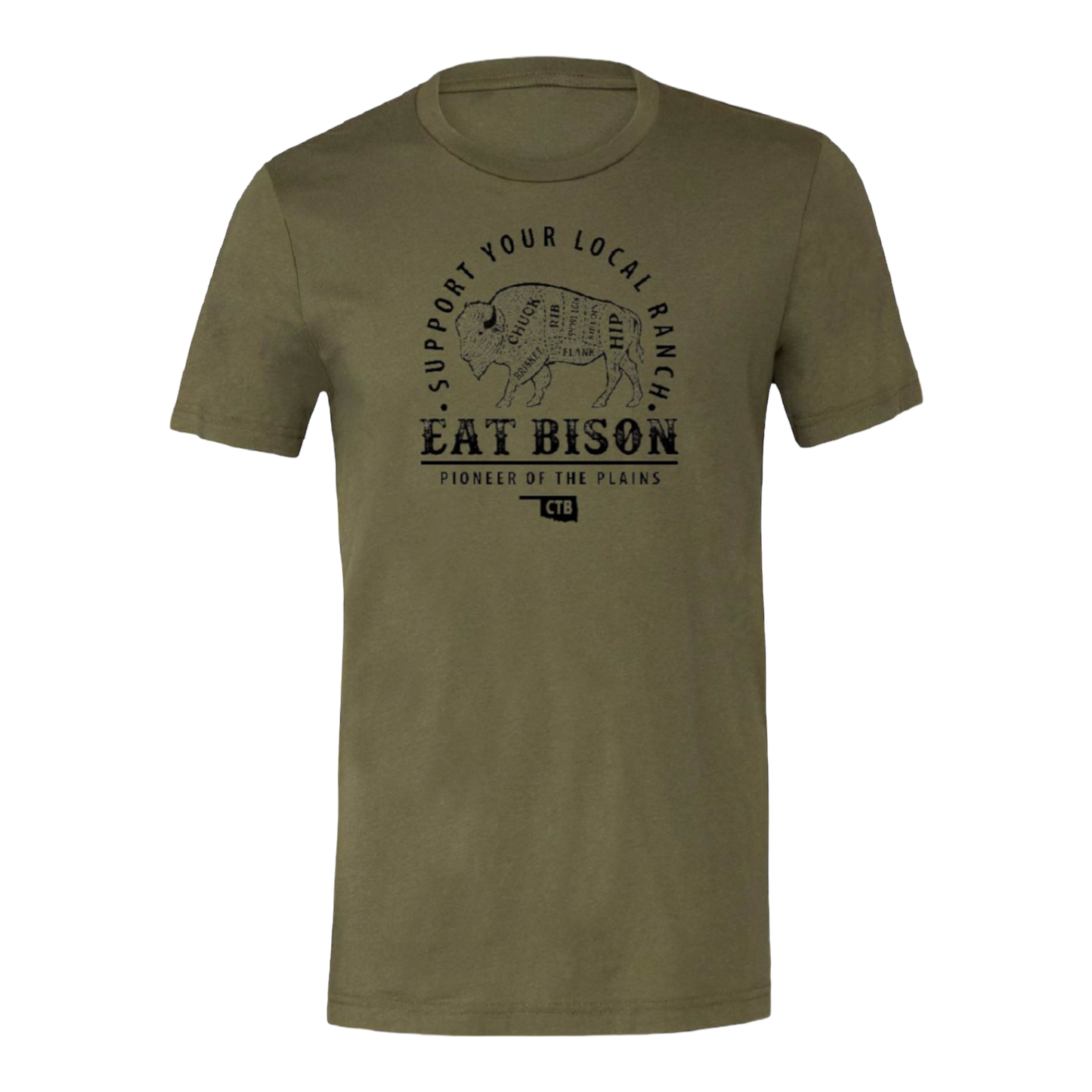 Eat Bison - Heather Military Green T-Shirt