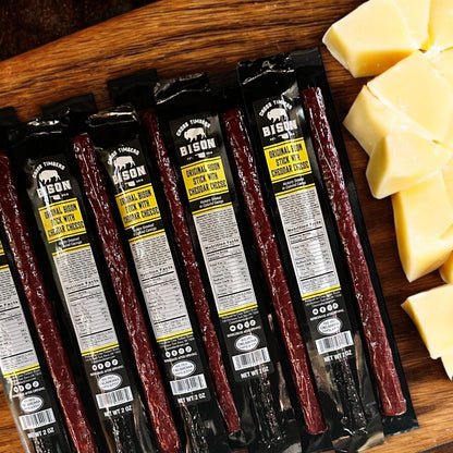 Jerky & 10 Pack | 2 oz Original w/Cheese Bison Snack Sticks