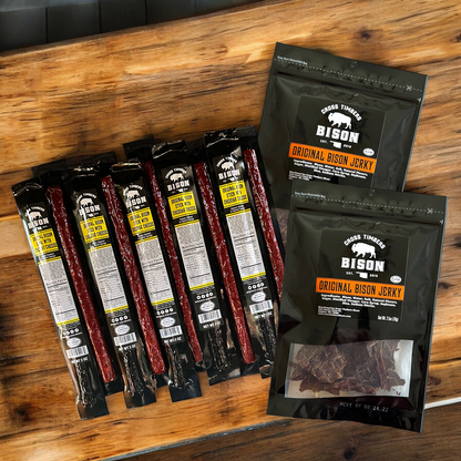 Jerky & 10 Pack | 2 oz Original w/Cheese Bison Snack Sticks